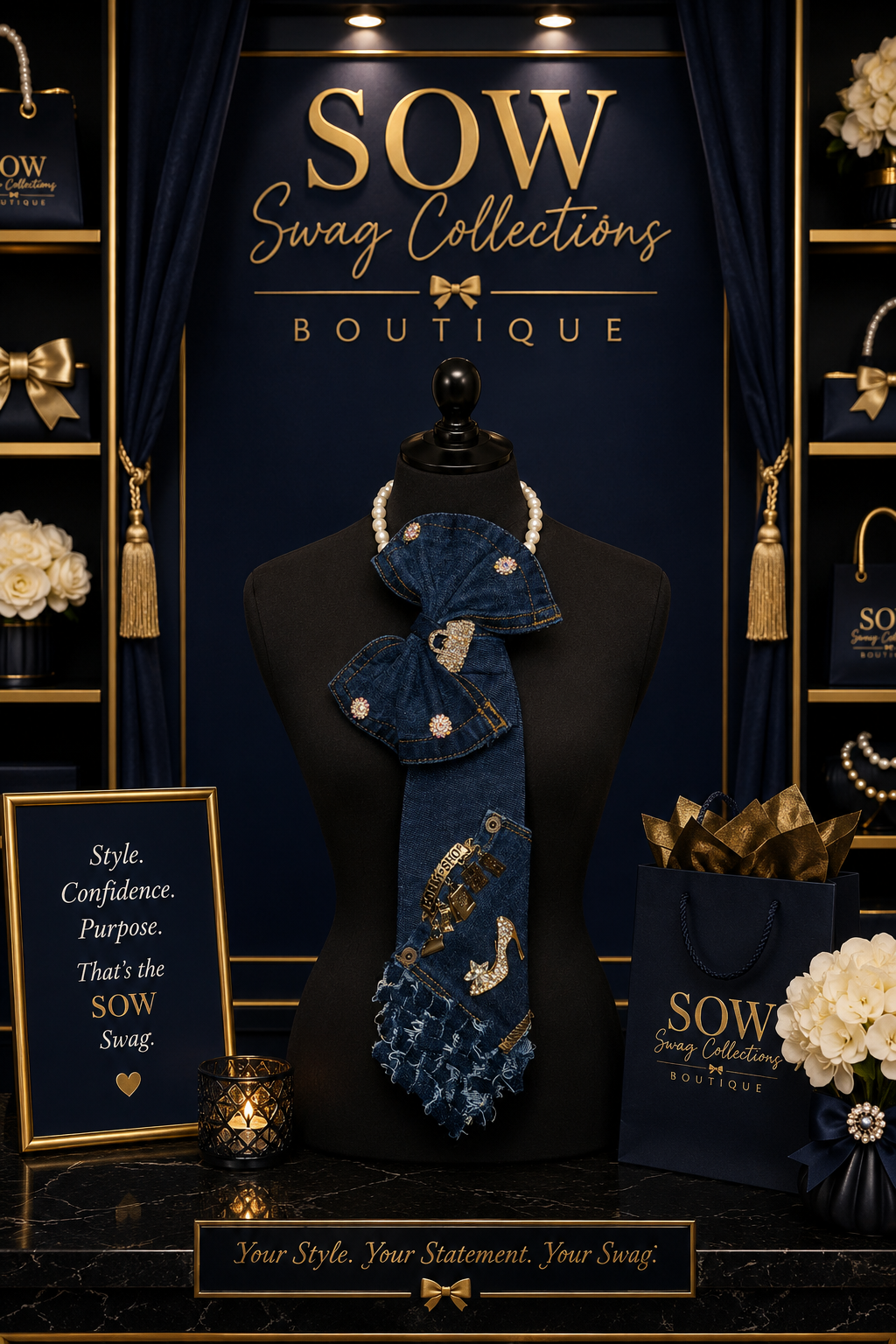 Runway Ready Denim Statement Tie