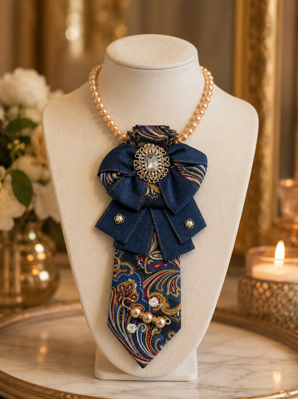 Regal Paisley Pearl Statement Tie