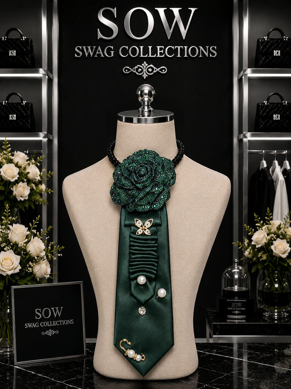 Emerald Bloom Luxe Statement Tie