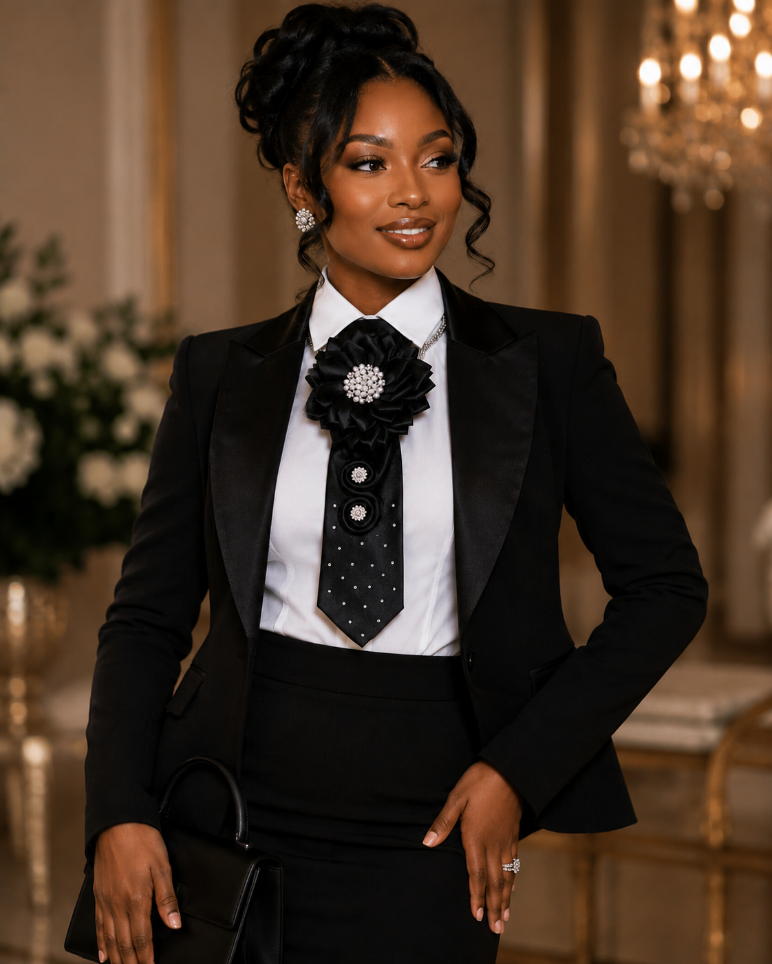 Midnight Pearl Luxe Statement Tie Necklace