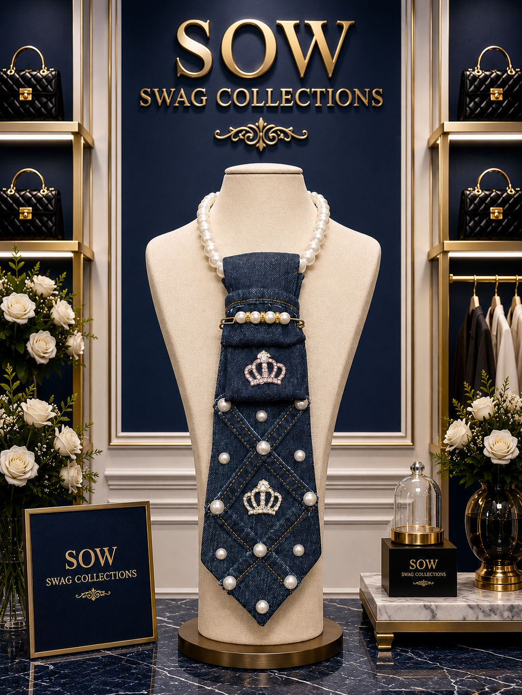 Crowned in Grace Denim Statement Tie