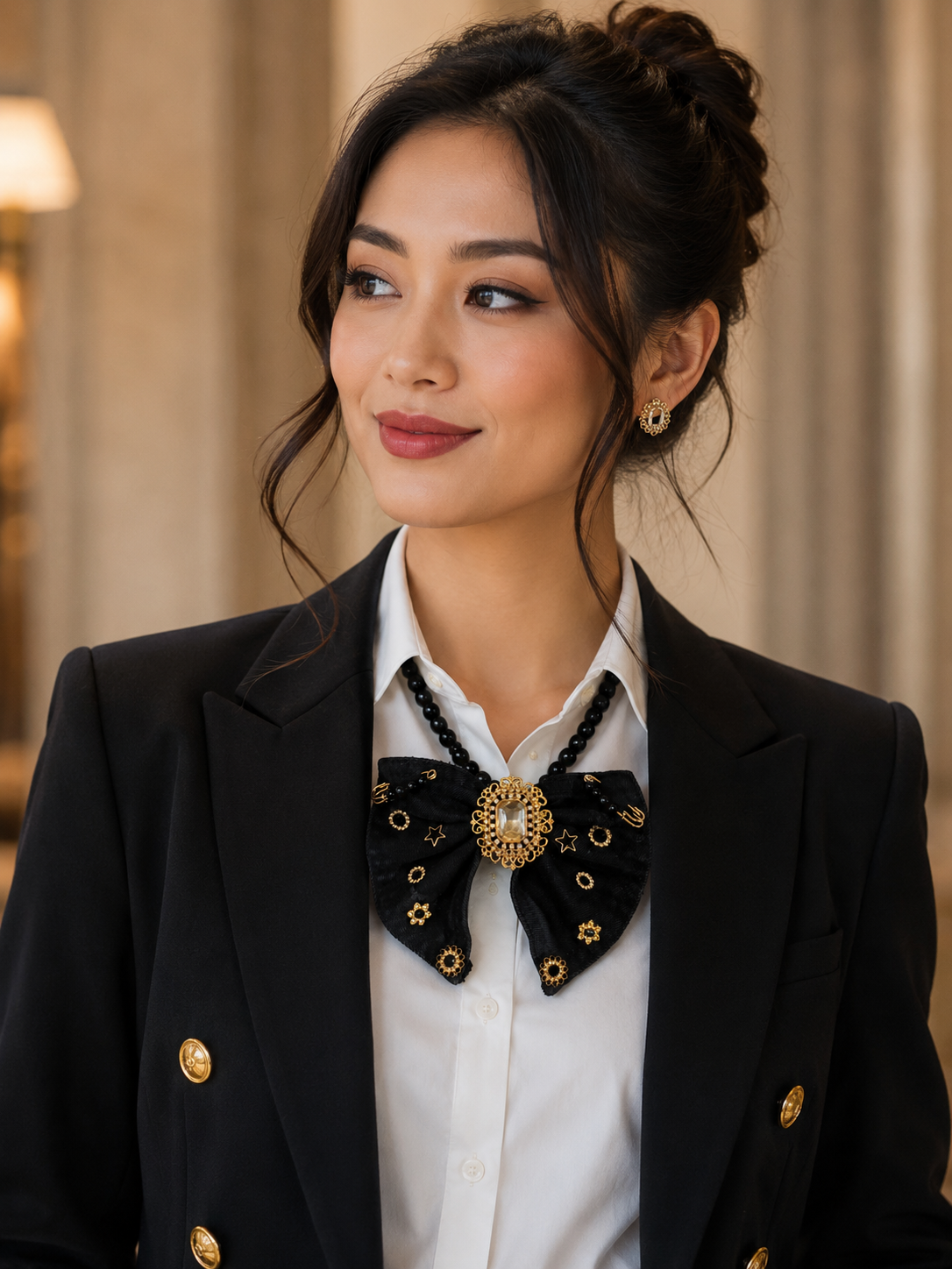 Midnight Majesty Bow Tie Necklace