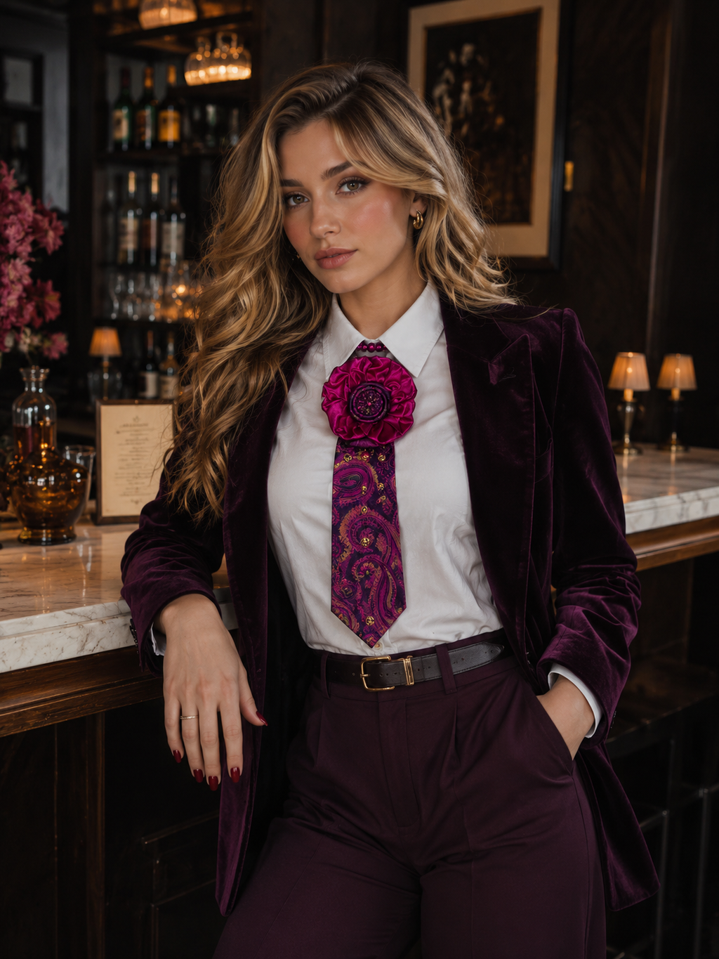 Majestic Orchid Bloom Statement Tie