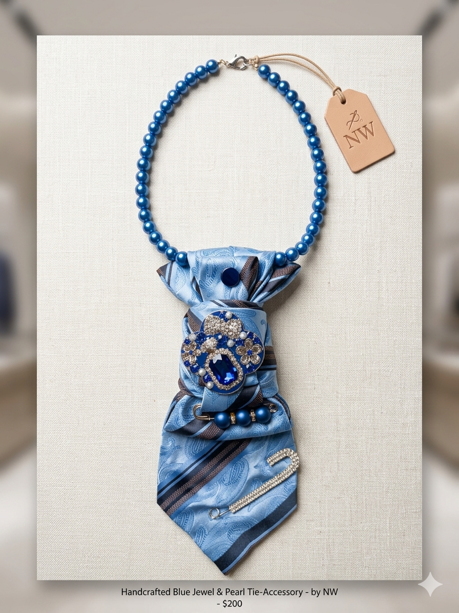 Blue Jewel Drip Statement Tie