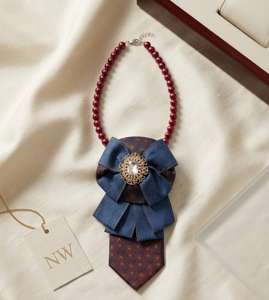 Burgundy Denim Luxe Statement Tie