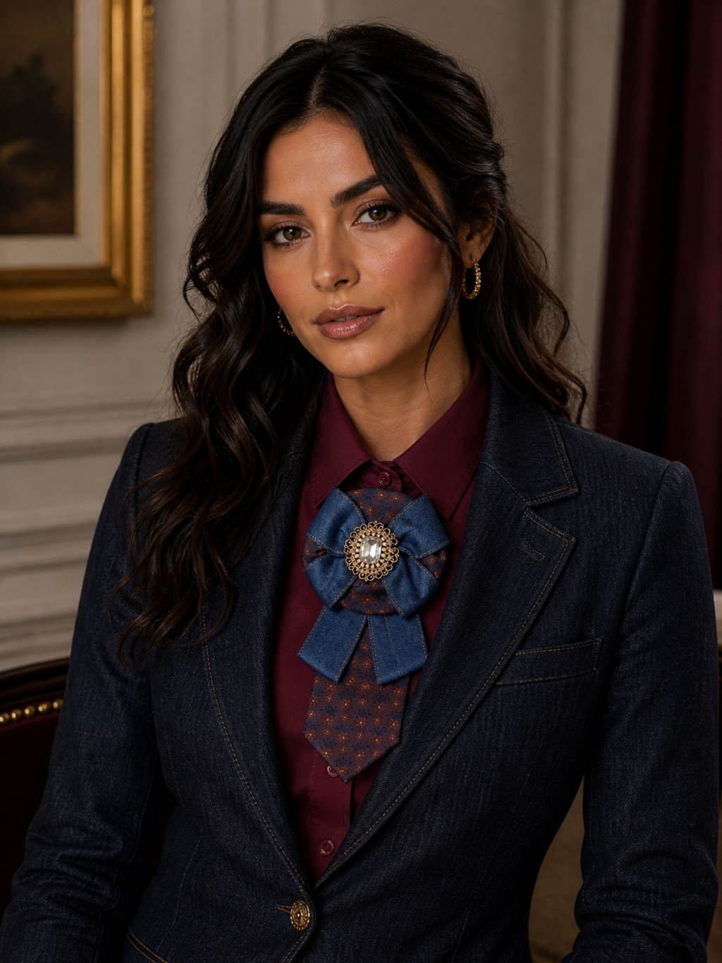 Burgundy Denim Luxe Statement Tie