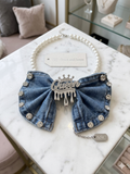 Denim Queen Drip Statement Bow