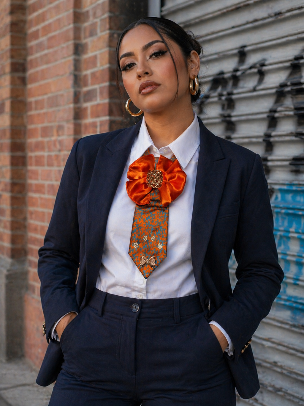 Orange Crown Drip Statement Tie