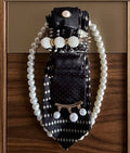 Pearl-Embellished Statement Tie | Black & Ivory Ladies Swag Tie