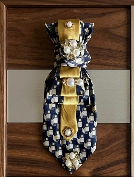 Royal Sapphire & Gold Luxe Statement Tie